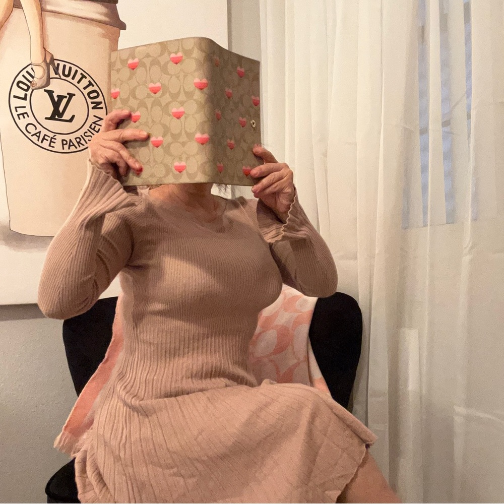 Knit midi dress in dusty rose